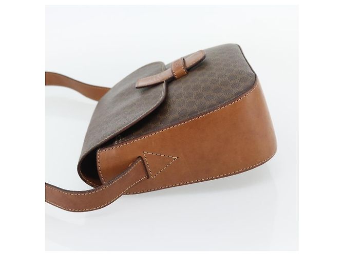 Céline Borsa a Spalla CELINE Macadam Canvas PVC Pelle Marrone Oro Auth ka4468 D'oro - vista 3