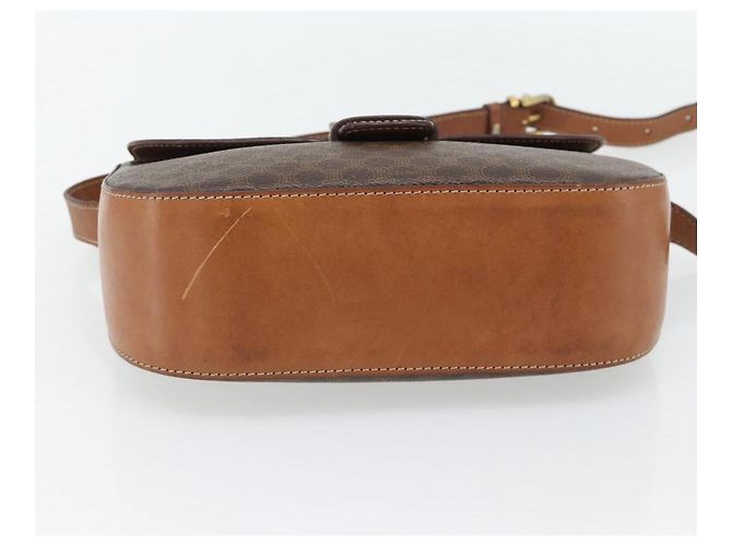Céline Borsa a Spalla CELINE Macadam Canvas PVC Pelle Marrone Oro Auth ka4468 D'oro - vista 5