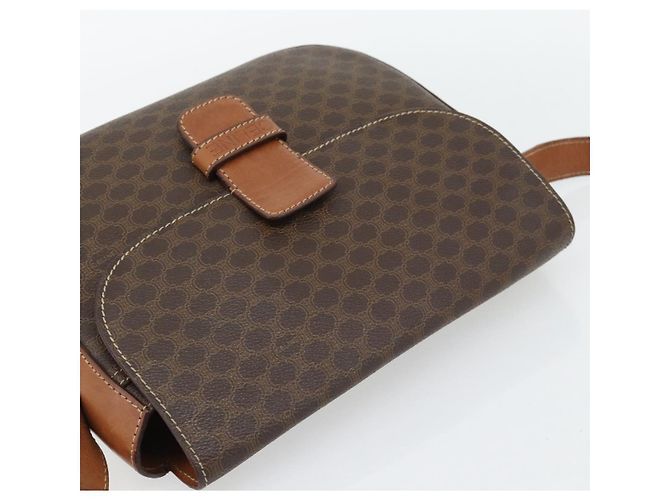 Céline Borsa a Spalla CELINE Macadam Canvas PVC Pelle Marrone Oro Auth ka4468 D'oro - vista 6