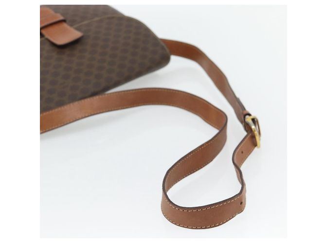 Céline Borsa a Spalla CELINE Macadam Canvas PVC Pelle Marrone Oro Auth ka4468 D'oro - vista 7