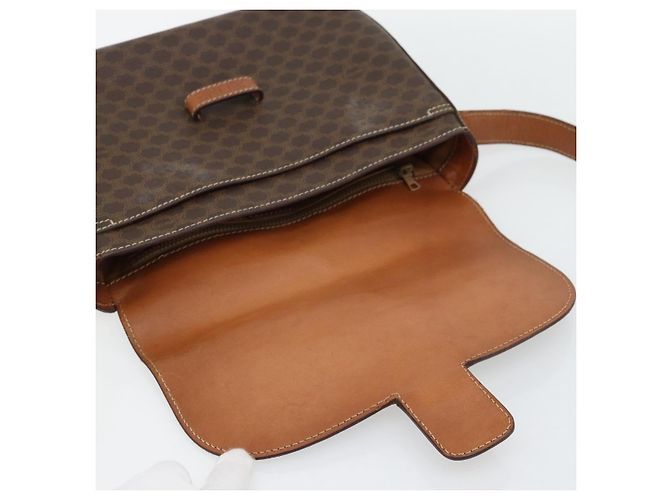 Céline Borsa a Spalla CELINE Macadam Canvas PVC Pelle Marrone Oro Auth ka4468 D'oro - vista 9