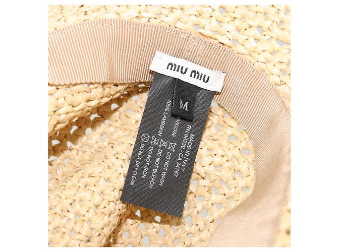 Cappello Miu Miu in Raffia M Beige Auth 182227A - vista 12