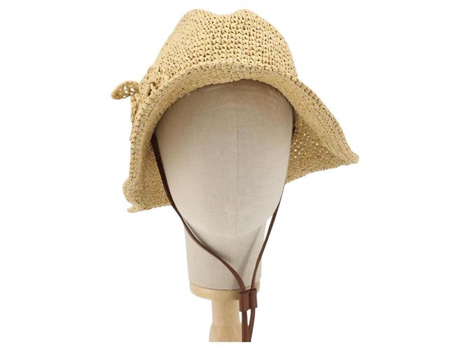 Cappello Miu Miu in Raffia M Beige Auth 182227A - vista 13