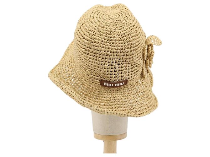 Cappello Miu Miu in Raffia M Beige Auth 182227A - vista 2