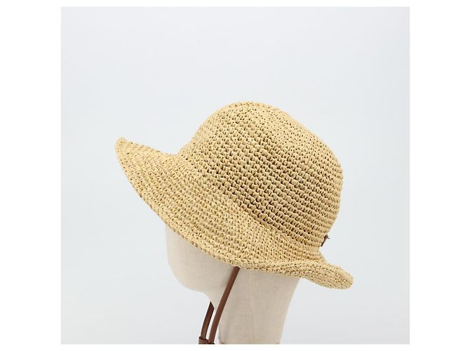 Cappello Miu Miu in Raffia M Beige Auth 182227A - vista 3