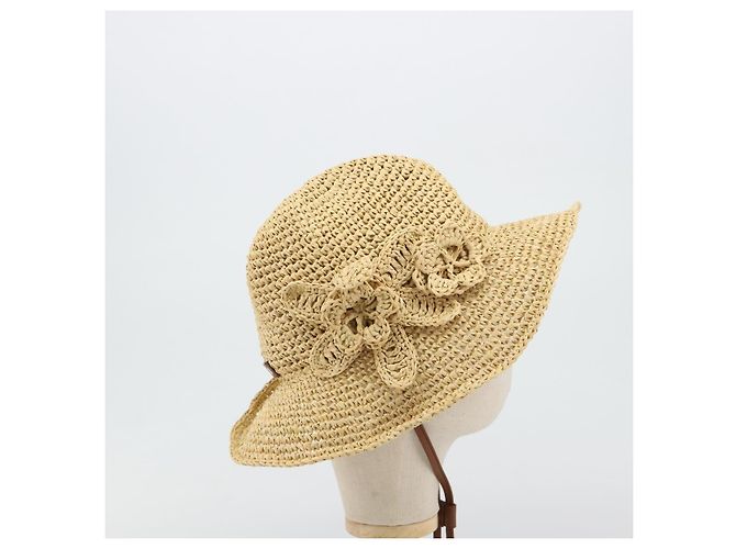Cappello Miu Miu in Raffia M Beige Auth 182227A - vista 4
