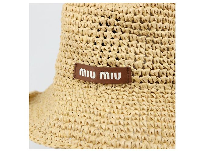 Cappello Miu Miu in Raffia M Beige Auth 182227A - vista 6
