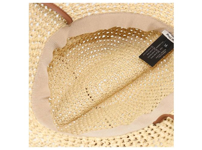 Cappello Miu Miu in Raffia M Beige Auth 182227A - vista 9