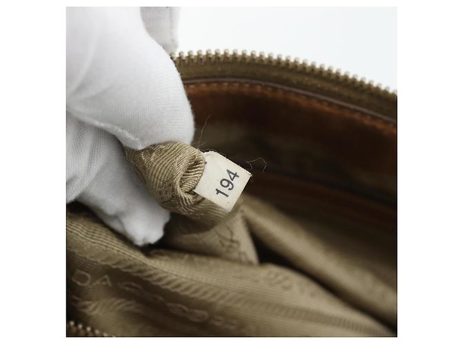 Borsa PRADA in tela e pelle marrone oro Auth 182363 D'oro - vista 12
