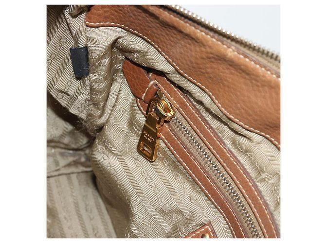 Borsa PRADA in tela e pelle marrone oro Auth 182363 D'oro - vista 21