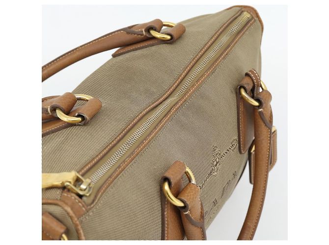 Borsa PRADA in tela e pelle marrone oro Auth 182363 D'oro - vista 6