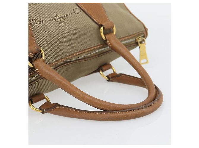 Borsa PRADA in tela e pelle marrone oro Auth 182363 D'oro - vista 7