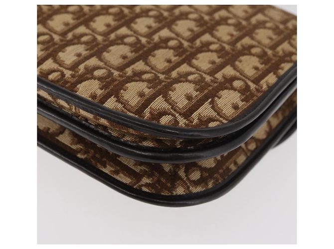Borsa a Spalla Christian Dior Trotter Canvas Beige Oro Auth 182811 D'oro - vista 17