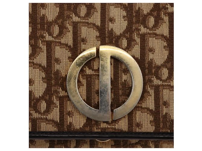 Borsa a Spalla Christian Dior Trotter Canvas Beige Oro Auth 182811 D'oro - vista 18