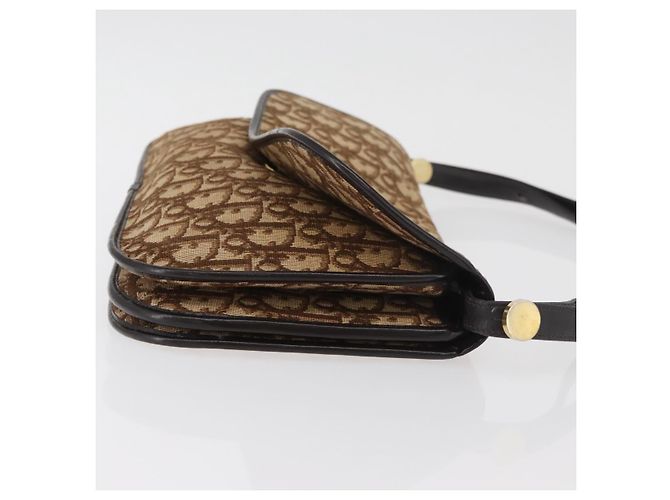 Borsa a Spalla Christian Dior Trotter Canvas Beige Oro Auth 182811 D'oro - vista 3