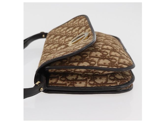 Borsa a Spalla Christian Dior Trotter Canvas Beige Oro Auth 182811 D'oro - vista 4