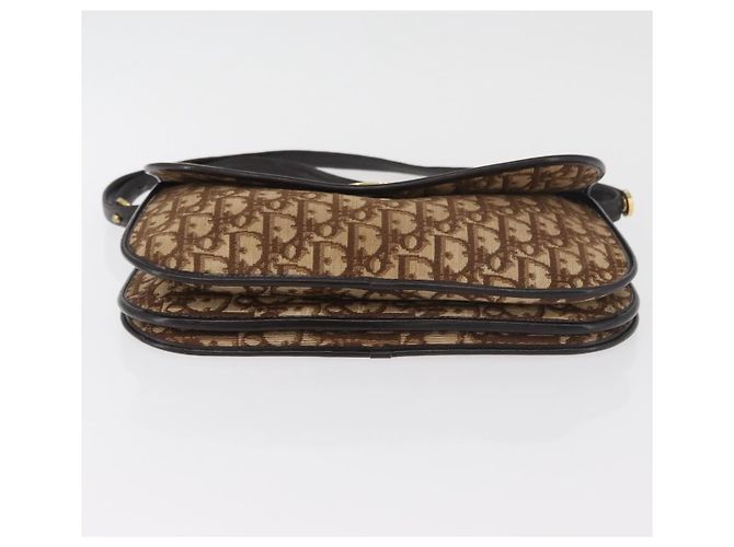 Borsa a Spalla Christian Dior Trotter Canvas Beige Oro Auth 182811 D'oro - vista 5