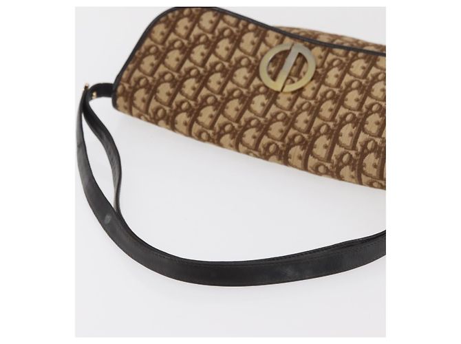 Borsa a Spalla Christian Dior Trotter Canvas Beige Oro Auth 182811 D'oro - vista 7