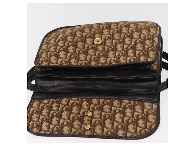 Borsa a Spalla Christian Dior Trotter Canvas Beige Oro Auth 182811 D'oro - vista 9
