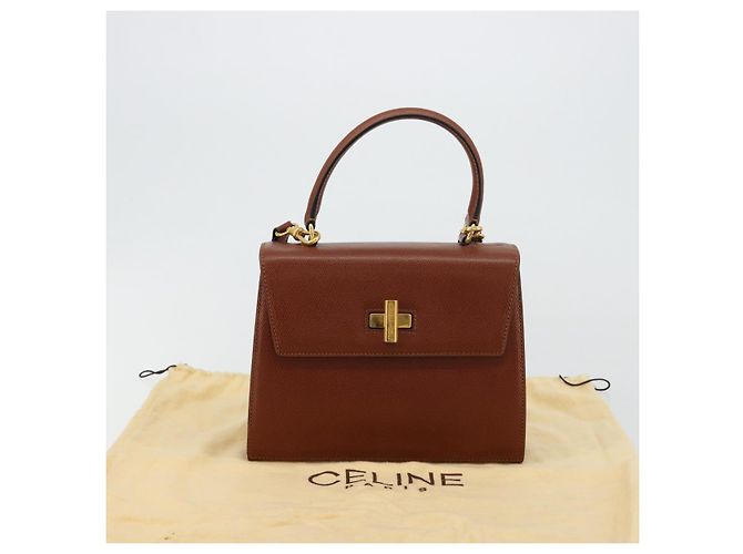 Céline Borsa CELINE in pelle 2way Marrone Oro Auth 181564A D'oro - vista 12