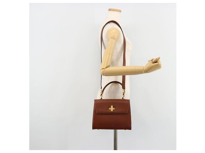 Céline Borsa CELINE in pelle 2way Marrone Oro Auth 181564A D'oro - vista 28