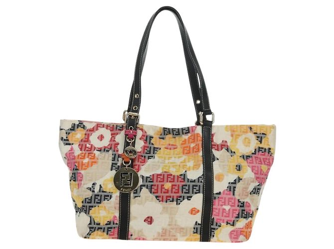 Borsa Tote FENDI Zucchino Canvas Multicolor Oro Auth 181617SAV Multicolore D'oro - vista 13