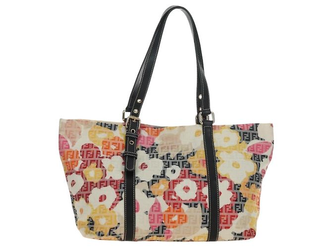 Borsa Tote FENDI Zucchino Canvas Multicolor Oro Auth 181617SAV Multicolore D'oro - vista 2