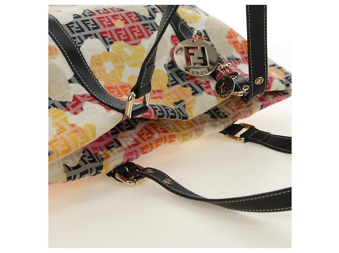 Borsa Tote FENDI Zucchino Canvas Multicolor Oro Auth 181617SAV Multicolore D'oro - vista 6