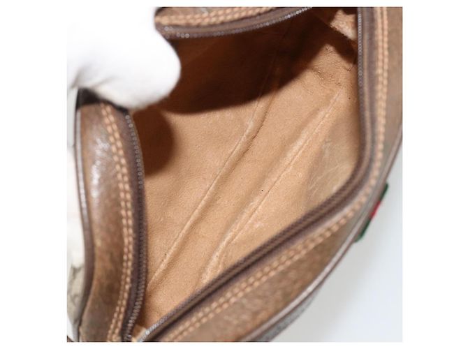 Borsa GUCCI GG Supreme Web Sherry Line PVC Beige Oro 89 02 066 Auth BA12995 D'oro - vista 11