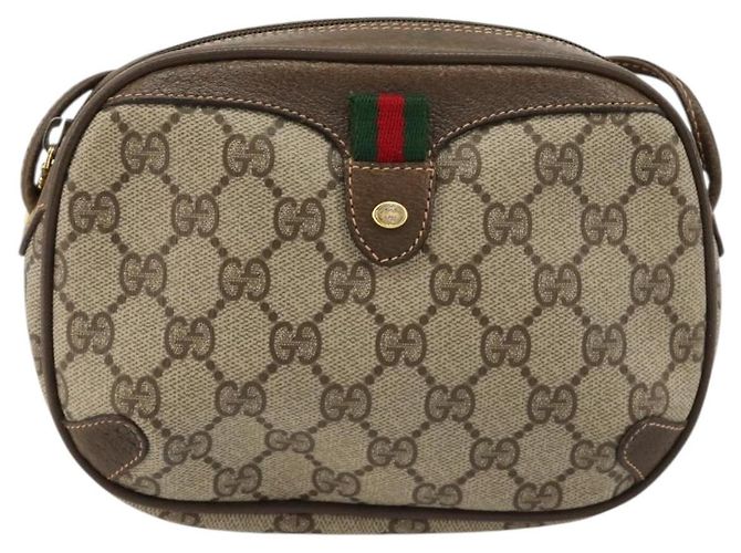 Borsa GUCCI GG Supreme Web Sherry Line PVC Beige Oro 89 02 066 Auth BA12995 D'oro - vista 13