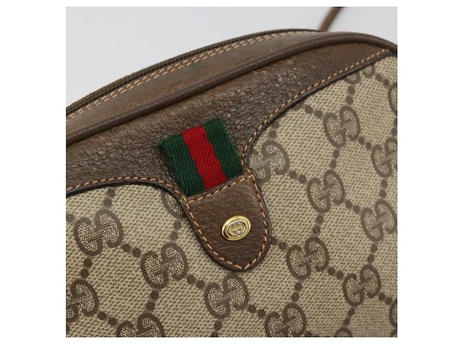 Borsa GUCCI GG Supreme Web Sherry Line PVC Beige Oro 89 02 066 Auth BA12995 D'oro - vista 17