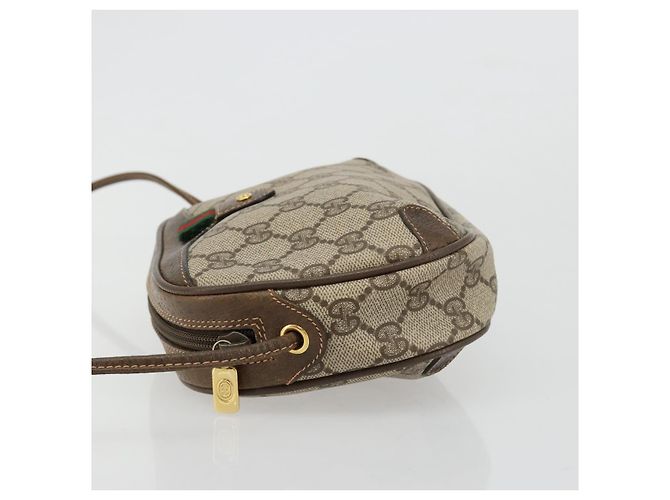 Borsa GUCCI GG Supreme Web Sherry Line PVC Beige Oro 89 02 066 Auth BA12995 D'oro - vista 4