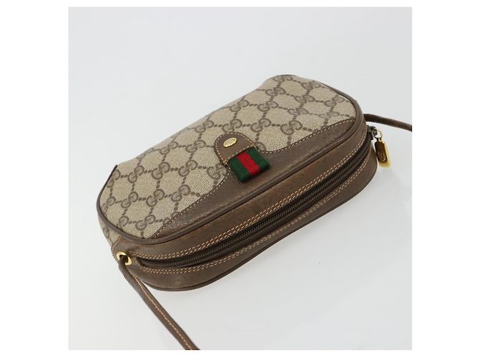 Borsa GUCCI GG Supreme Web Sherry Line PVC Beige Oro 89 02 066 Auth BA12995 D'oro - vista 6