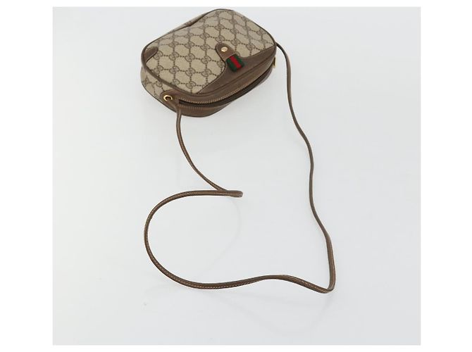 Borsa GUCCI GG Supreme Web Sherry Line PVC Beige Oro 89 02 066 Auth BA12995 D'oro - vista 7