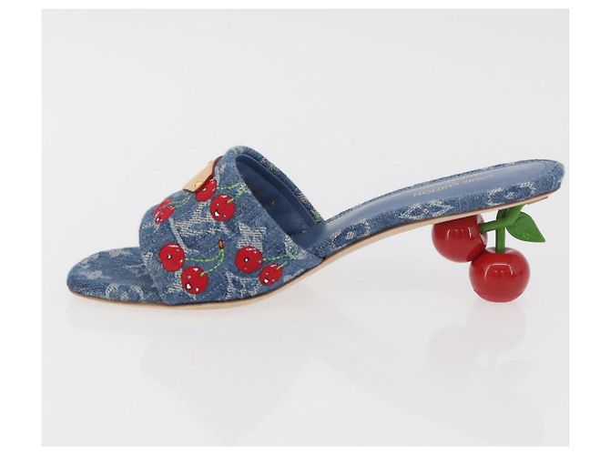 LOUIS VUITTON Monogram Denim LV x TM Lily Mule Blue 1AHLTF LV Auth 167371SAM Blau - Ansicht 5