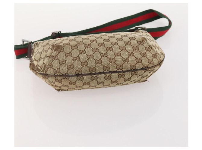 GUCCI GG Canvas Web Sherry Line Tasche Canvas 3 Set Beige Red black Auth 181811 Schwarz Rot - Ansicht 22