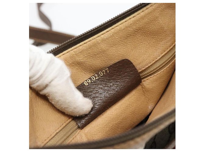 GUCCI GG Supreme Web Sherry Line Tasche PVC Beige Gold 89 02 077 Auth BA13151 Golden - Ansicht 12