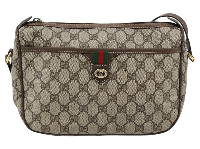 GUCCI GG Supreme Web Sherry Line Tasche PVC Beige Gold 89 02 077 Auth BA13151 Golden - Ansicht 13