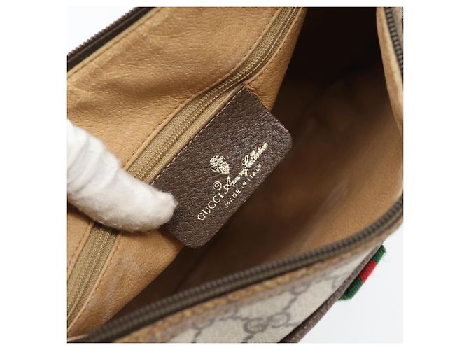 GUCCI GG Supreme Web Sherry Line Tasche PVC Beige Gold 89 02 077 Auth BA13151 Golden - Ansicht 18