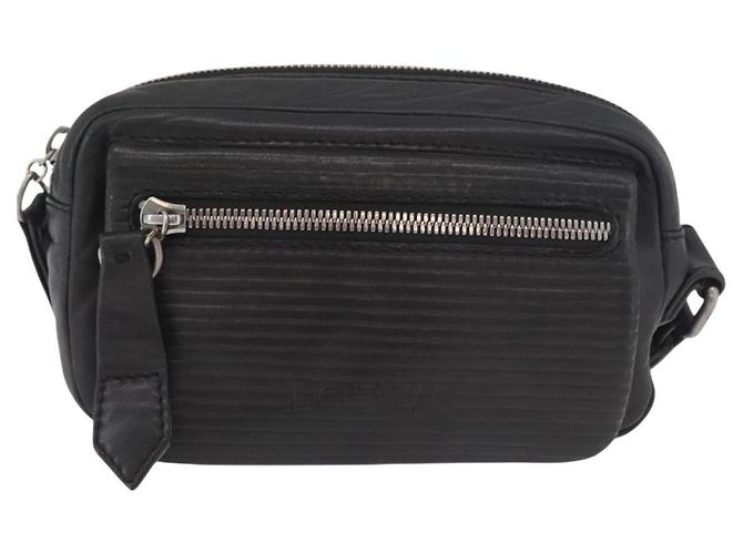 Clutch LOEWE Anagram in pelle nera con dettagli argento Auth 182493 Nero - vista 13