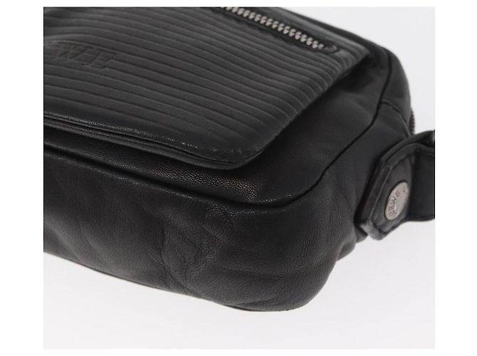 Clutch LOEWE Anagram in pelle nera con dettagli argento Auth 182493 Nero - vista 14