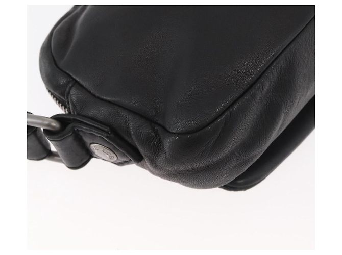 Clutch LOEWE Anagram in pelle nera con dettagli argento Auth 182493 Nero - vista 15