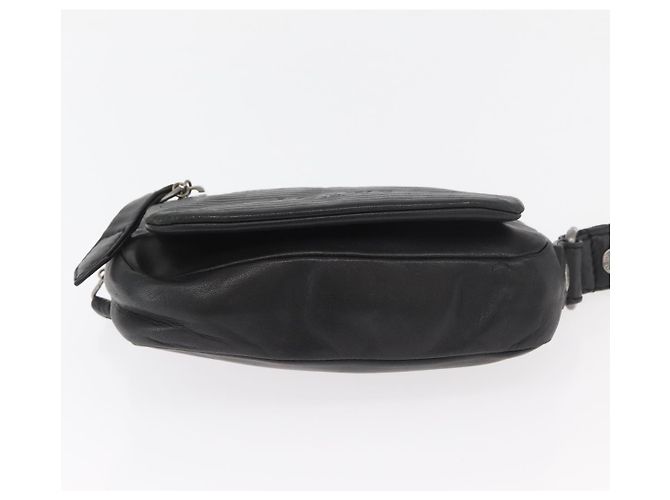Clutch LOEWE Anagram in pelle nera con dettagli argento Auth 182493 Nero - vista 7