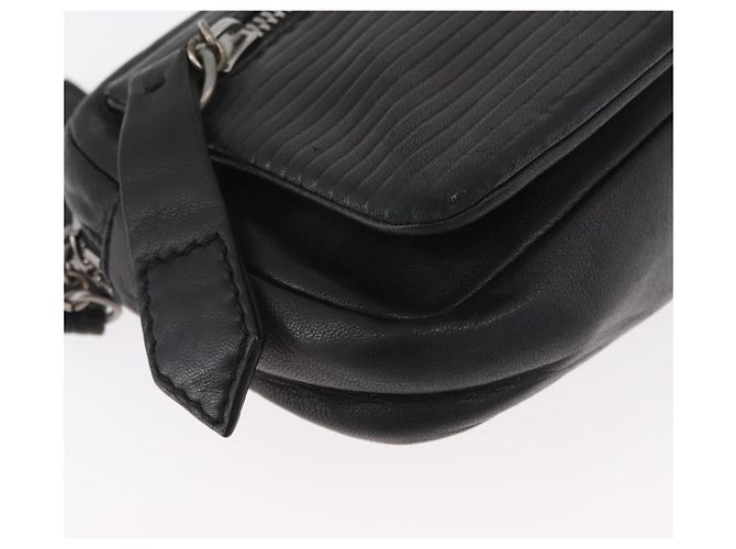 Clutch LOEWE Anagram in pelle nera con dettagli argento Auth 182493 Nero - vista 8
