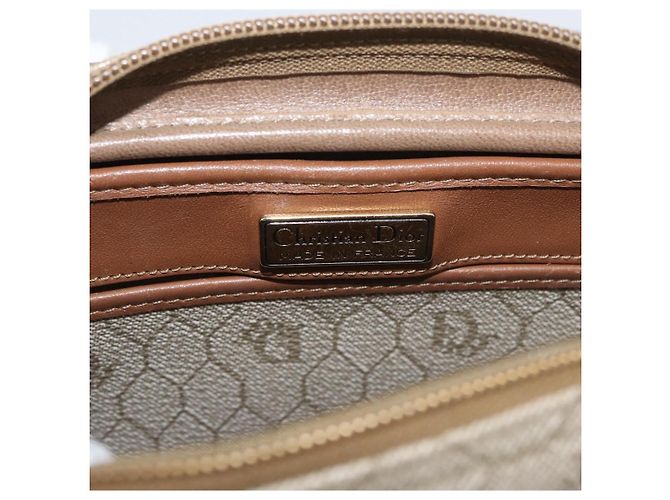 Borsa a tracolla Christian Dior Honeycomb Canvas PVC Beige Argento Auth BA13067 - vista 11