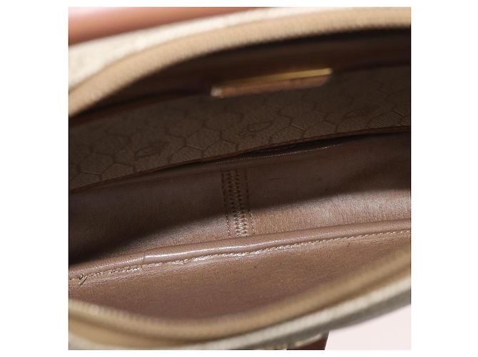 Borsa a tracolla Christian Dior Honeycomb Canvas PVC Beige Argento Auth BA13067 - vista 12