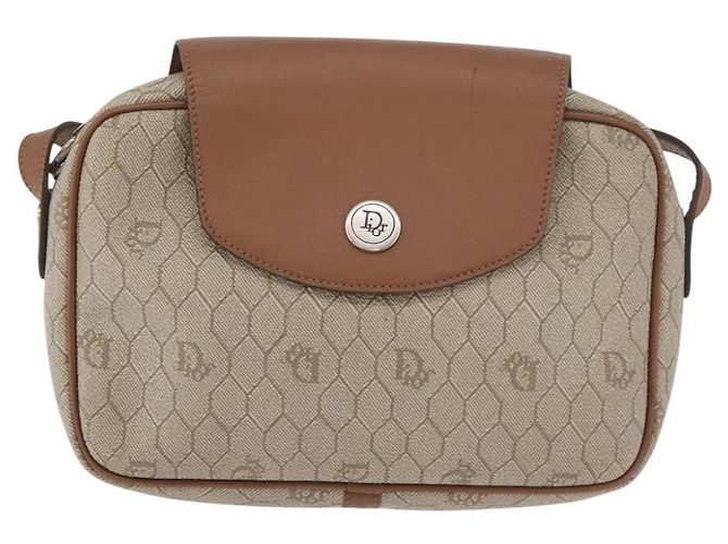 Borsa a tracolla Christian Dior Honeycomb Canvas PVC Beige Argento Auth BA13067 - vista 13
