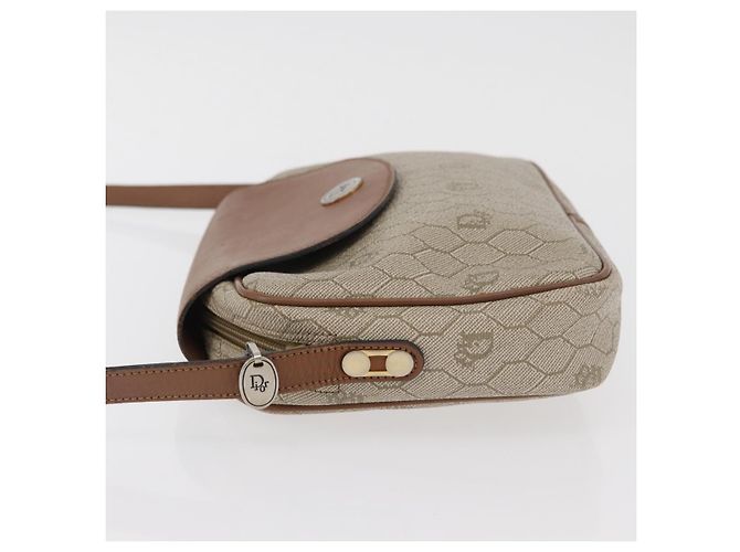 Borsa a tracolla Christian Dior Honeycomb Canvas PVC Beige Argento Auth BA13067 - vista 4