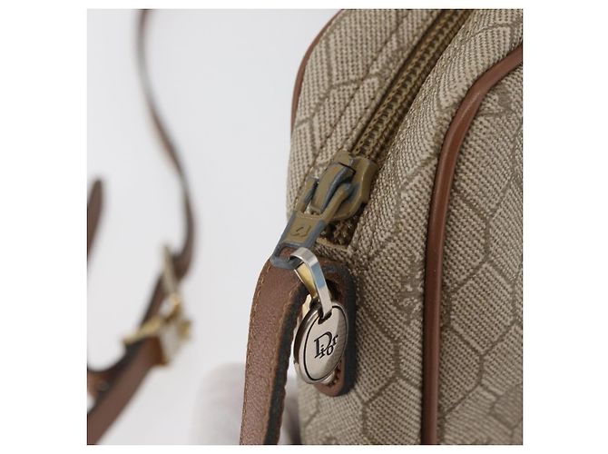 Borsa a tracolla Christian Dior Honeycomb Canvas PVC Beige Argento Auth BA13067 - vista 9