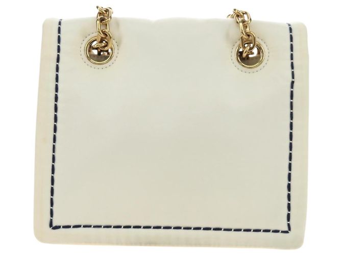 Borsa a Spalla con Catena PRADA Nylon Bianco Oro Auth 181426V D'oro - vista 2